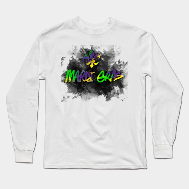 Mardi Gras Fleur De Lis Long Sleeve T-Shirt by Stephanie Kennedy 